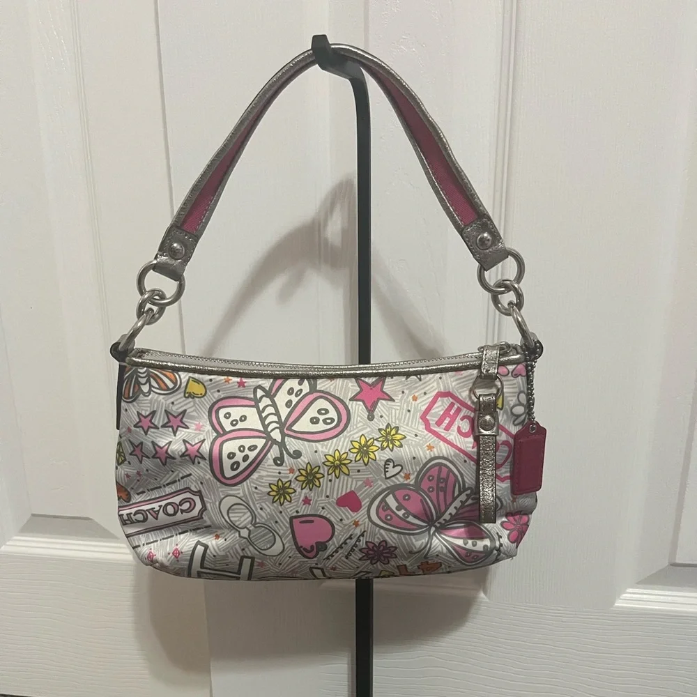 Coach Poppy Graffiti Butterfly Shoulder Bag - Picture 1 of 8